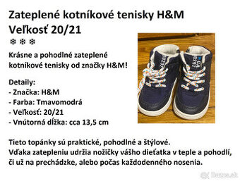 H&M - zateplené kotníkové tenisky / topánky - 7