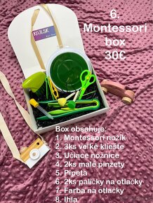 Detské montessori boxy, pomôcky hračky aktivity pre deti - 7