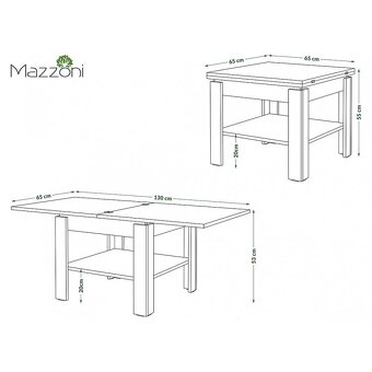 Rozkladaci konferencny stolik Mazzoni dub artisan 65x65cm - 7
