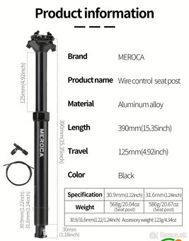 Teleskopicka sedlovka zn. Meroca 30,9 125mm - 7