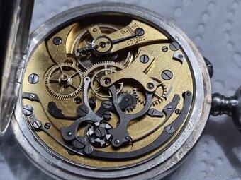 Strieborné, vreckové hodinky-chronograf. - 7