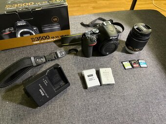 Nikon D3500 set – telo + 18–55mm, 2× batéria, 3x SD karta - 7