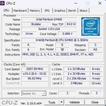 Intel Pentium G4400, ASUS H110M-A, 4GB DDR4 RAM - 7