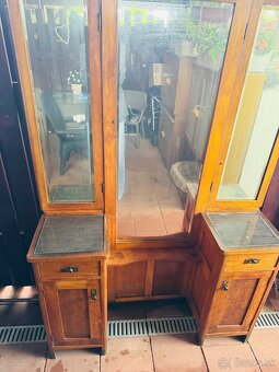 Starozitny toaletny stolik so zrkadlom dreveny - 7