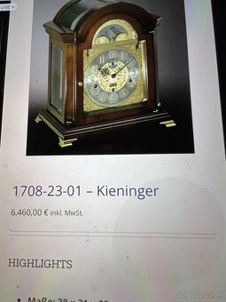 Stolové hodiny KIENINGER kyvadlo s kľúčom - 7
