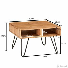 Konferenčný stolík drevený 60 cm akácia / čítajte popis - 7