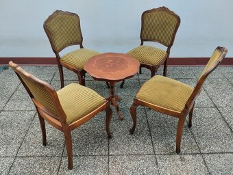 Barokní židle + taburet, rustikální, starožitný nábyte - 7