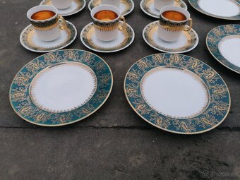 Predám zlato-tyrkysová porcelánová sada - 7