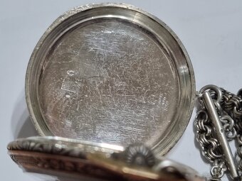 Strieborné, vreckové hodinky,Lanco. - 7