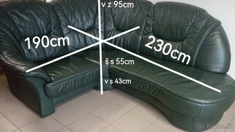 Kožená rohová sedacia súprava - TOP STAV, PRAVÁ KOŽA - 7