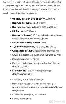 Kuchynský drez Teka BROOKLYN 50 M-XP 1B 1D - 7