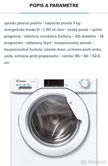 Vstavaná práčka Candy CBW 27D1E-S biela - 7