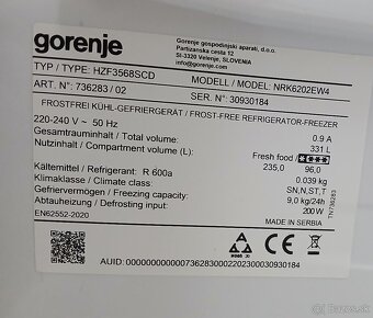 Chladnička s mrazničkou Gorenje - 7