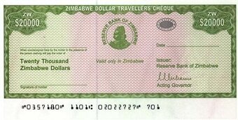Cestovné šeky Zimbabwe 2003 - 7