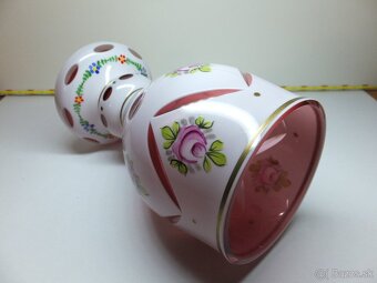 Přejímané sklo, krásný starožitný pohár-váza. - 7