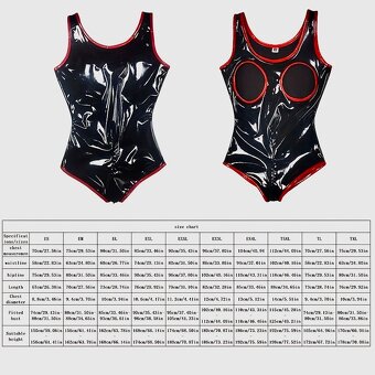 IMITÁCIA LATEXU-KRASNE BODY S OTVORAMI NA ZIPS….XL(44)…NOVE - 7