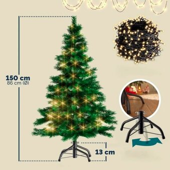 Umelý vianočný stromček 140 až 240 cm - biely, zelený - 7