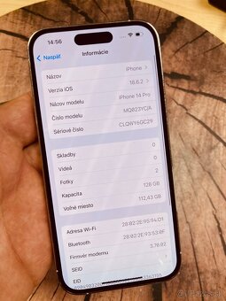 iPhone 14 pro 128 Sillver batéria 87% nádherný top stav - 7