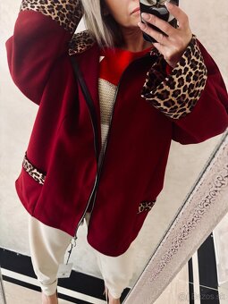 Damsky oversize kabatik bordo - 7