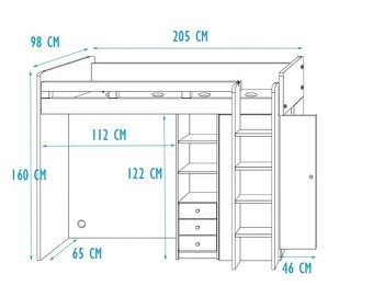 Detská poschodová posteľ so stolíkom dub sonoma/biela - 7