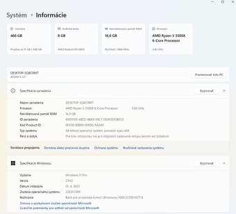 Ryzen 5 3500X, RX 6600, 16GB DDR4, 500GB SSD m.2 - 7