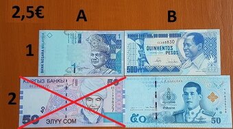 Bankovky 1,5€ - 5€ - 7