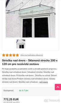 Strieška sklenená nad dvere 200x120cm - 7