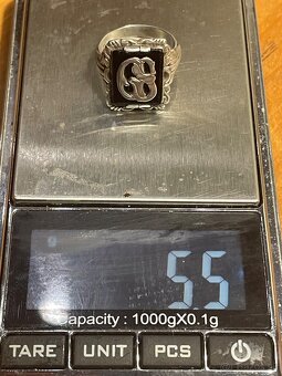 starozitny strieborný prsteň -monogram CS - 7