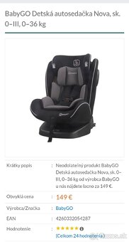 Autosedacka BabyGo Nova otočná 360° Isofix - 7