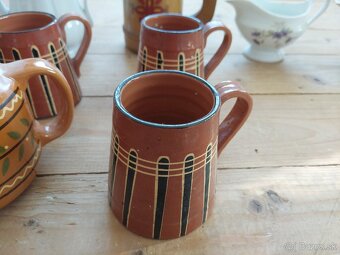🔥Retro tradičná keramika 4 džbány + 9 pohárov - 7