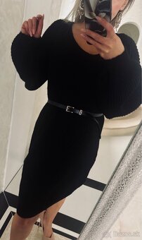 Damske pletene šaty s opaskom Mirella black - 7