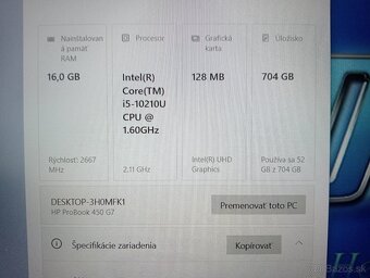 Hp probook 450 g7 / Intel core i5 / 16gb ram / 256gb ssd - 7