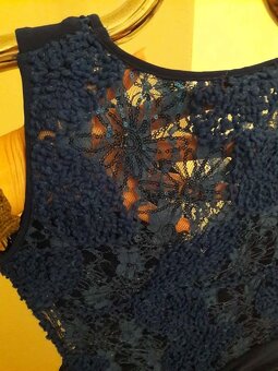 Dlhé modré spoločenské šaty s vlečkou veľ. 36 - 7