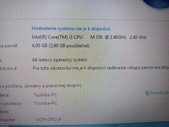 predám ntb Toshiba / Intel core i3/ 4gb ram / ssd/ Windows 7 - 7