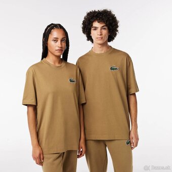 Lacoste oversized tričko - hnedé / horčicové, TH0062 - 7