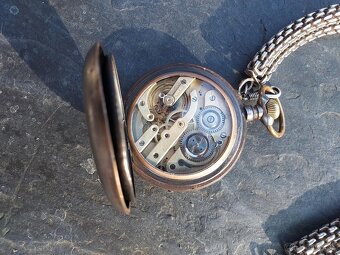 Velké dvouplášťové kapesní hodinky Régulatéur s řetezem - 7