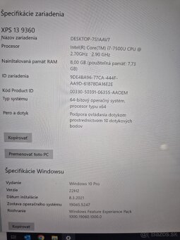 Dotykový ultrabook DELL XPS 13, i7 - 7
