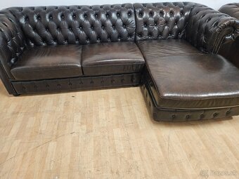 CHESTERFIELD ŠTÝL,ROHOVÁ KOŽENÁ,NEROZŤAHOVACIA - 7