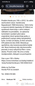 Honda pcx 150 rok 2012 nabehanych len7800km - 7