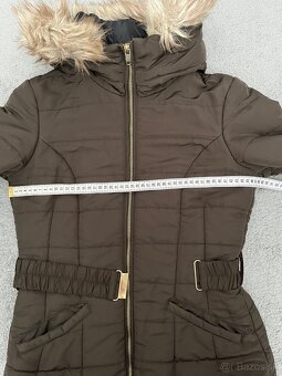 H&M damska zimna paperova kaki/hneda bunda M s opaskom - 7