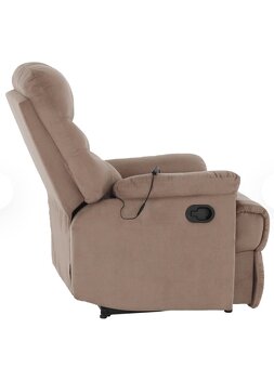 Masážne polohovacie kreslo, sivobéžová  Taupe látka, LAMBERT - 7