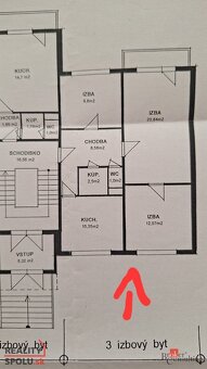 Na predaj - 3 izbový byt s parkovaním v cene - 7