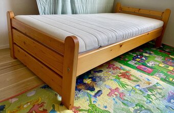 Drevená posteľ s matracom 90x x200 cm - 7