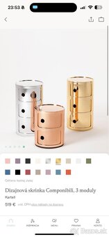 Nová zlatá lesklá skrinka/stolík Kartell Componibili - 7