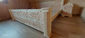 Drevená vyrezávana posteľ 180×200 vrátane roštov - 7
