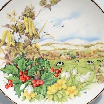 Kompletná sada 4 porcelánové taniere - 4 ročné obdobia - 7