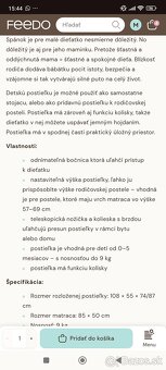 FEEDO postieľka polohovateľná s funkciou kolísky Swing - 7