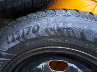 Plechové disky 5x100 R14 + zimné pneu 2ks 175/70 R14 - 7