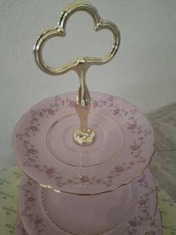 Leander ružový pozlátený porcelánový set - 7