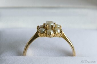 Elegantný 9ct zlatý prsteň s perlami - 7